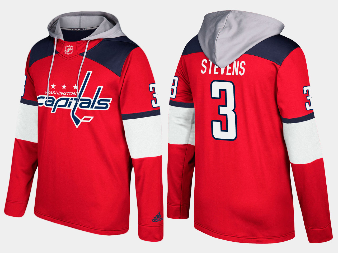 Men NHL Washington capitals retired #3 scott stevens red hoodie